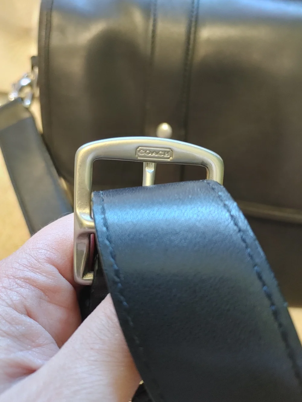 Vintage Coach Black Leather Messenger Bag